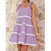 imageZESICA Womens Summer Swing Mini Dress Casual Spaghetti Straps Sleeveless Smocked Backless Flowy A Line SundressPurple