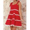imageZESICA Womens Summer Swing Mini Dress Casual Spaghetti Straps Sleeveless Smocked Backless Flowy A Line SundressRed