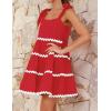 imageZESICA Womens Summer Swing Mini Dress Casual Spaghetti Straps Sleeveless Smocked Backless Flowy A Line SundressRed