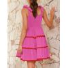 imageZESICA Womens Summer Swing Mini Dress Casual Spaghetti Straps Sleeveless Smocked Backless Flowy A Line SundressRose