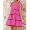 imageZESICA Womens Summer Swing Mini Dress Casual Spaghetti Straps Sleeveless Smocked Backless Flowy A Line SundressRose