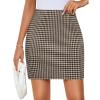 imageZESICA Plaid Mini Skirt for Women 2025 Fall Winter High Waist A Line Bodycon Pencil Skirts TrendyMocha