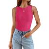 imageZESICA Womens 2025 Ribbed Tank Tops Summer Sleeveless High Neck Casual Slim Fitted Basic Knit ShirtsRose