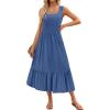 imageZESICA Womens 2025 Summer Sleeveless Dress Square Neck Pleated Swing Casual Maxi Dresses with PocketsDustyblue