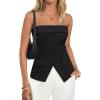 imageZESICA Womens 2025 Trendy Strapless Blazer Vests Summer Dressy Tube Vest Tops Elegant ClothesBlack