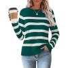 imageZESICA Womens Long Sleeve Lightweight Striped Tops Fall Crewneck Ribbed Knit Loose Shirts 2025 Trendy ClothesGreen