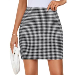 imageZESICA Plaid Mini Skirt for Women 2025 Fall Winter High Waist A Line Bodycon Pencil Skirts TrendyBlack