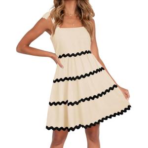 imageZESICA Womens Summer Swing Mini Dress Casual Spaghetti Straps Sleeveless Smocked Backless Flowy A Line SundressApricot