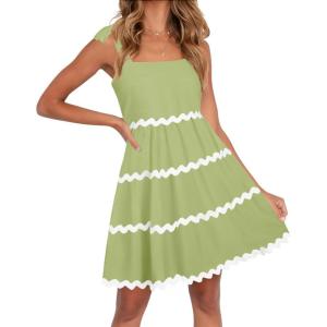 imageZESICA Womens Summer Swing Mini Dress Casual Spaghetti Straps Sleeveless Smocked Backless Flowy A Line SundressGreen