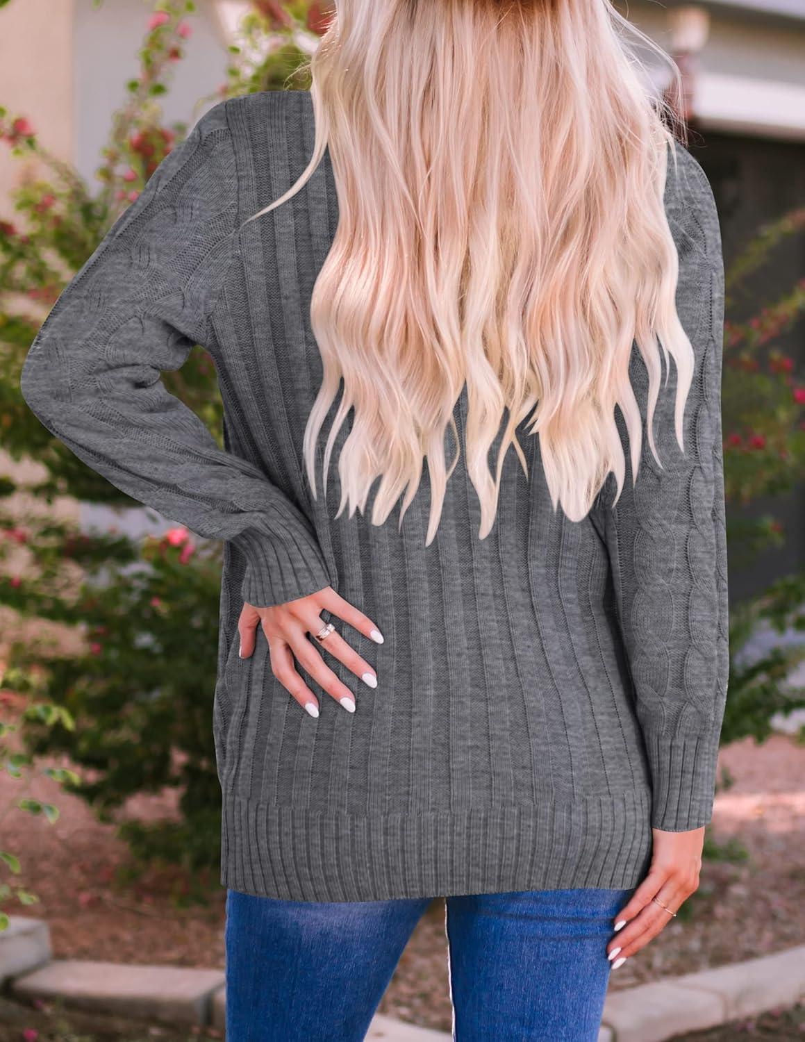 imageZESICA Womens Cardigan Sweaters Fall Button Down Open Front Cable Knit Casual Trendy Winter Clothing OuterwearCharcoal