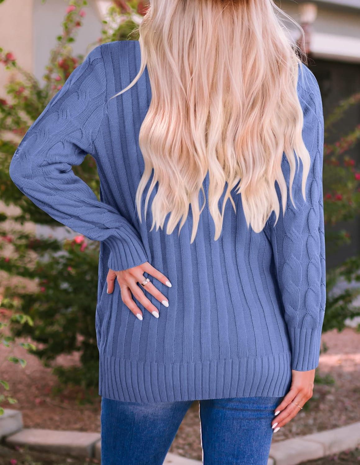 imageZESICA Womens Cardigan Sweaters Fall Button Down Open Front Cable Knit Casual Trendy Winter Clothing OuterwearDustyblue