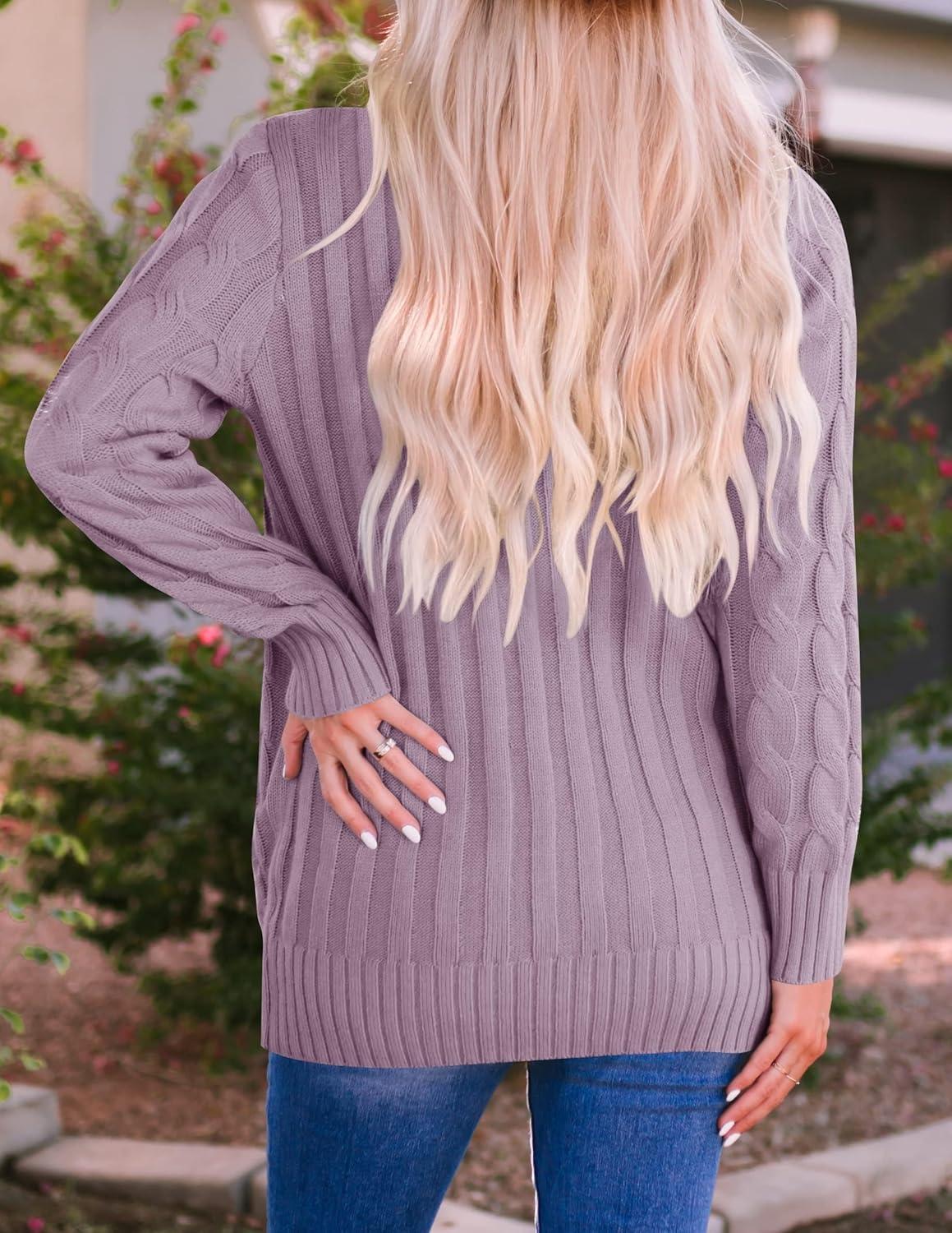 imageZESICA Womens Cardigan Sweaters Fall Button Down Open Front Cable Knit Casual Trendy Winter Clothing OuterwearTaro
