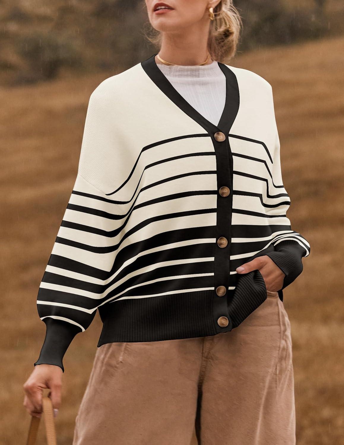 imageZESICA Womens Casual Long Sleeve Cardigan V Neck Button Down Open Front Knit Loose Oversized Sweater CoatApricot