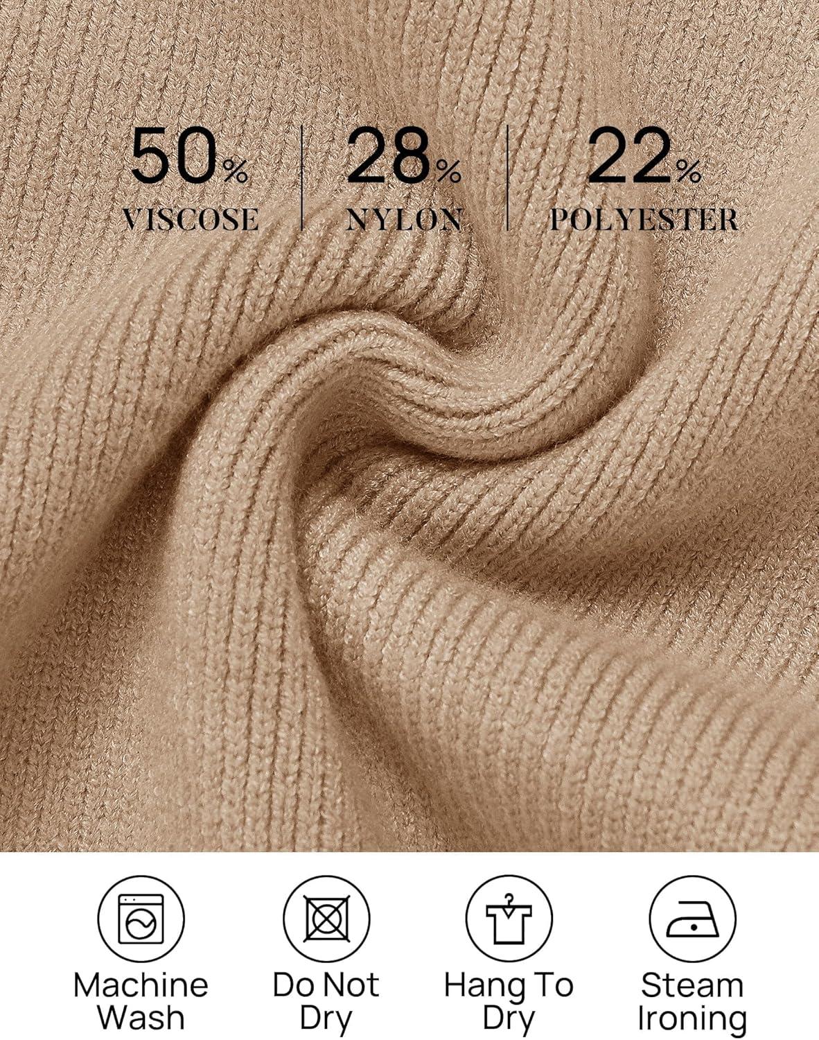 imageZESICA Womens Casual Long Sleeve Cardigan V Neck Button Down Open Front Knit Loose Oversized Sweater CoatKhaki