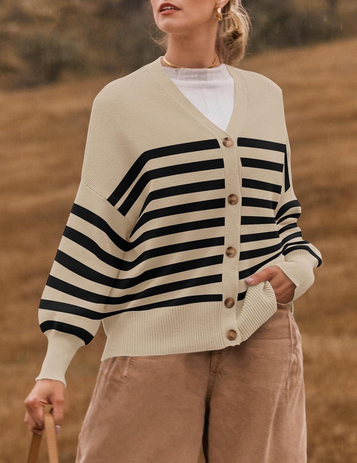 imageZESICA Womens Casual Long Sleeve Cardigan V Neck Button Down Open Front Knit Loose Oversized Sweater CoatToffee