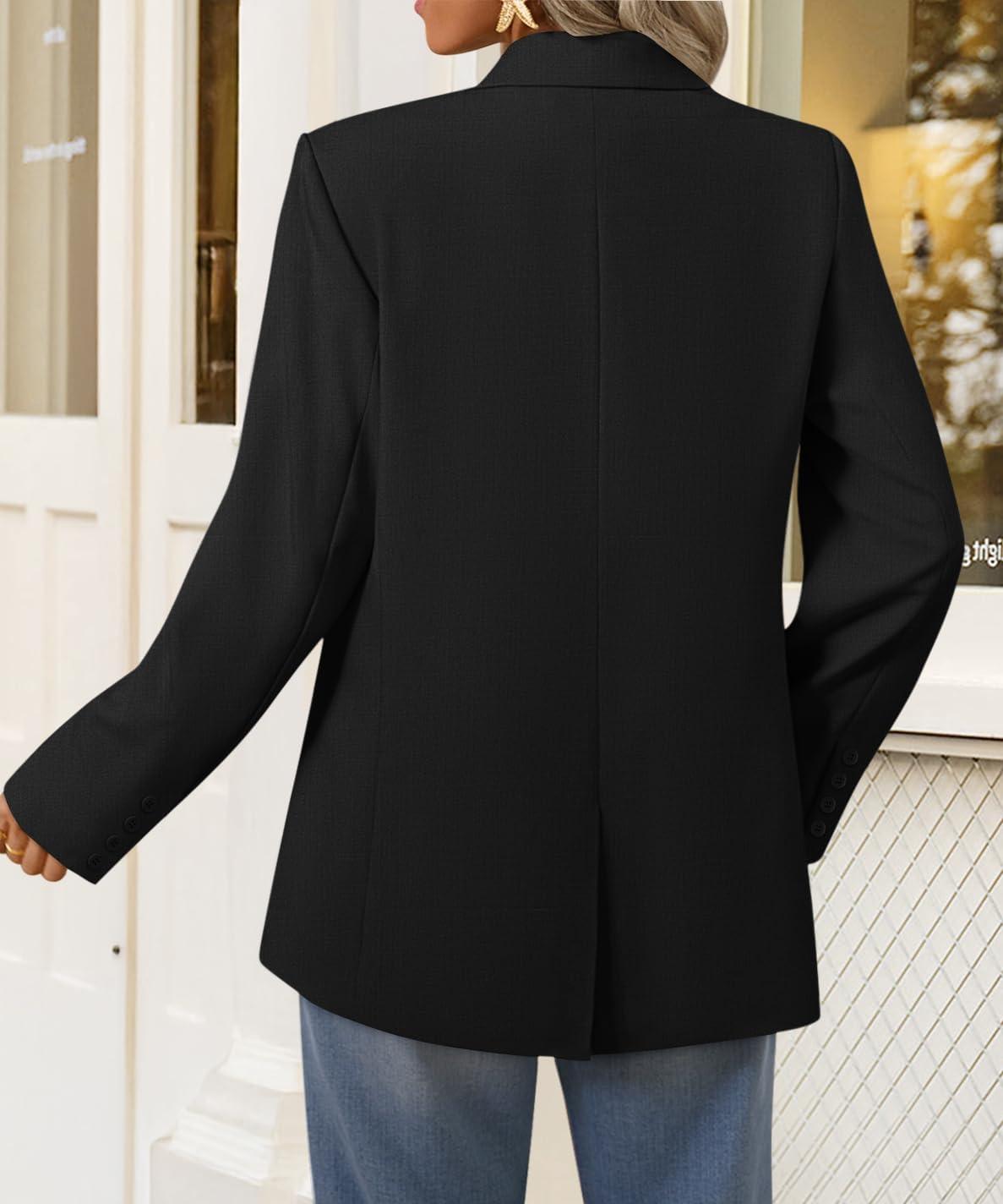 imageZESICA Womens Fall Business Casual Blazers 2025 Long Sleeve Lapel Open Front Button Work Blazer Jackets with PocketsBlack