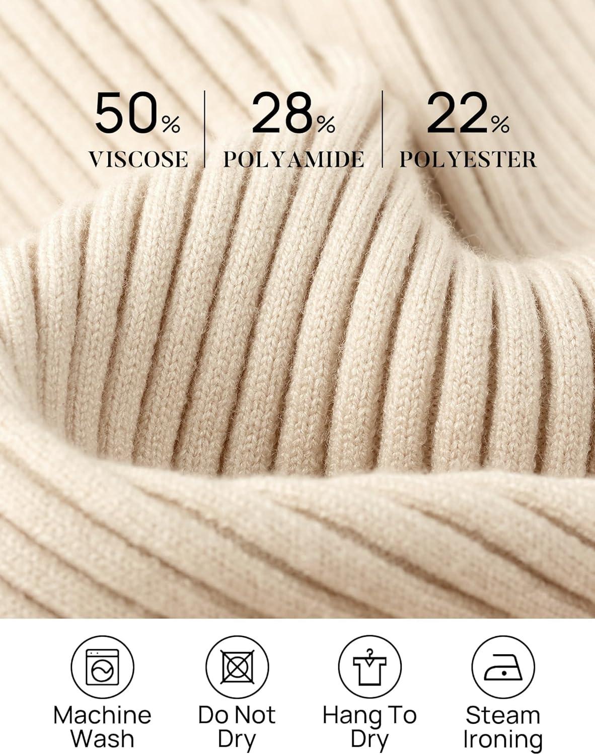 imageZESICA Womens Fall Long Sleeve Turtleneck T Shirt Ribbed Knit Sweater Slim Fit Basic Casual Tee TopsAlmond