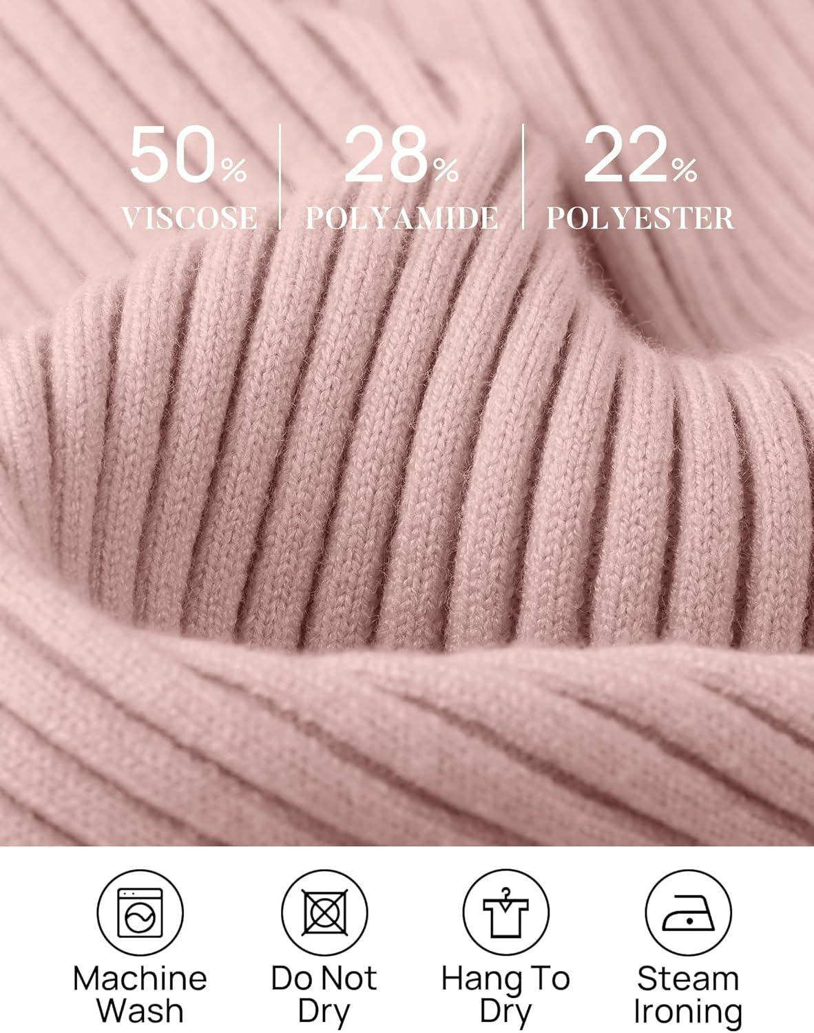 imageZESICA Womens Fall Long Sleeve Turtleneck T Shirt Ribbed Knit Sweater Slim Fit Basic Casual Tee TopsDustypink