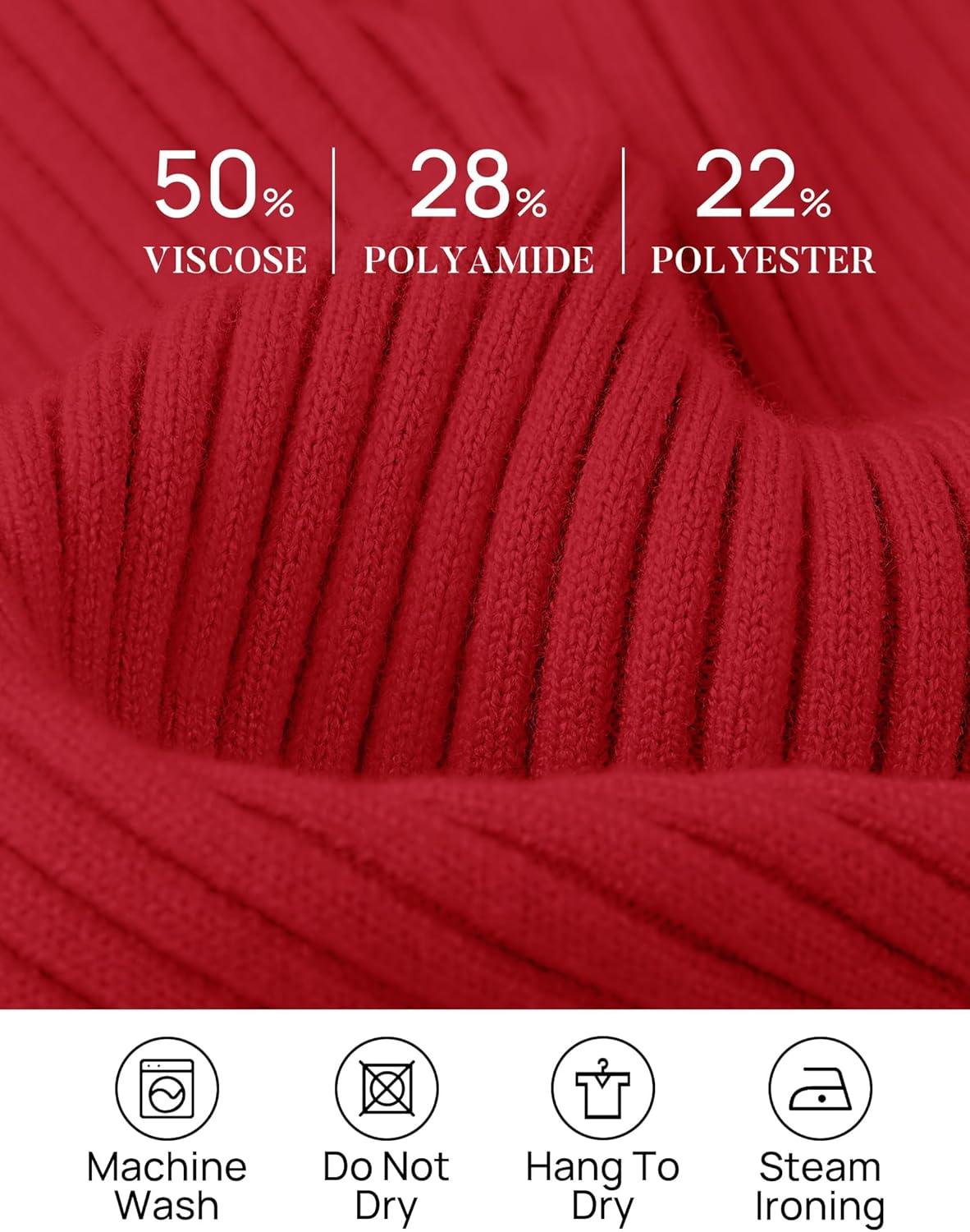 imageZESICA Womens Fall Long Sleeve Turtleneck T Shirt Ribbed Knit Sweater Slim Fit Basic Casual Tee TopsRed