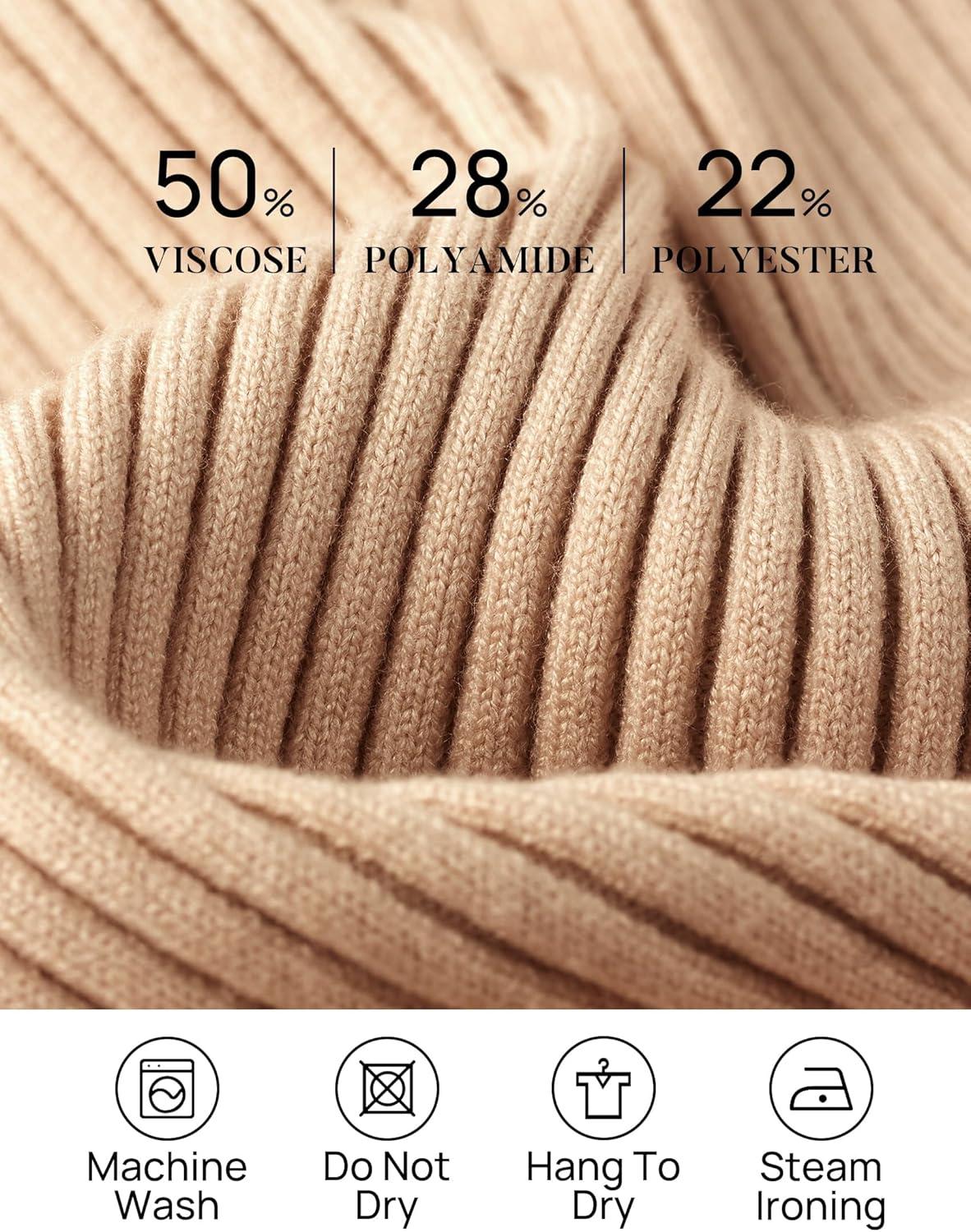 imageZESICA Womens Fall Long Sleeve Turtleneck T Shirt Ribbed Knit Sweater Slim Fit Basic Casual Tee TopsToffee