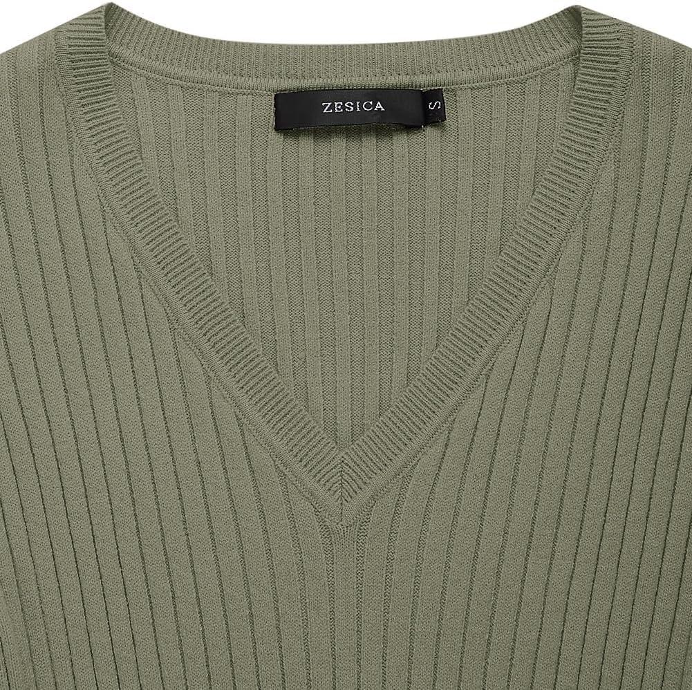 imageZESICA Womens Fall Sweater Dress V Neck Long Sleeve Ribbed Knit Tie Waist Bodycon Slim Fit Midi DressesArmygreen