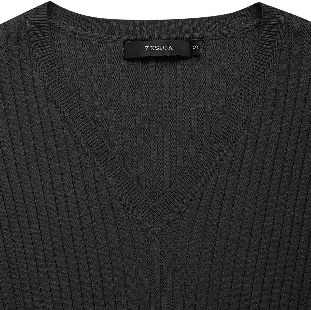 imageZESICA Womens Fall Sweater Dress V Neck Long Sleeve Ribbed Knit Tie Waist Bodycon Slim Fit Midi DressesBlack