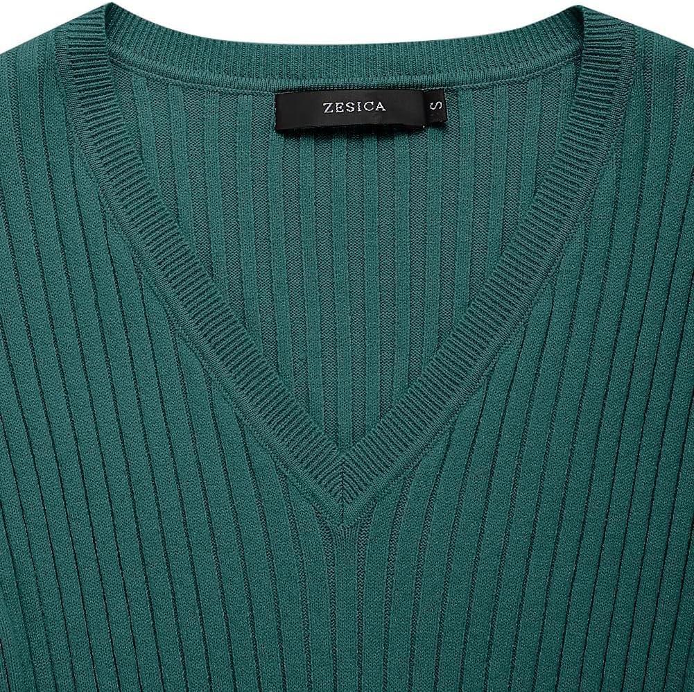 imageZESICA Womens Fall Sweater Dress V Neck Long Sleeve Ribbed Knit Tie Waist Bodycon Slim Fit Midi DressesDarkgreen