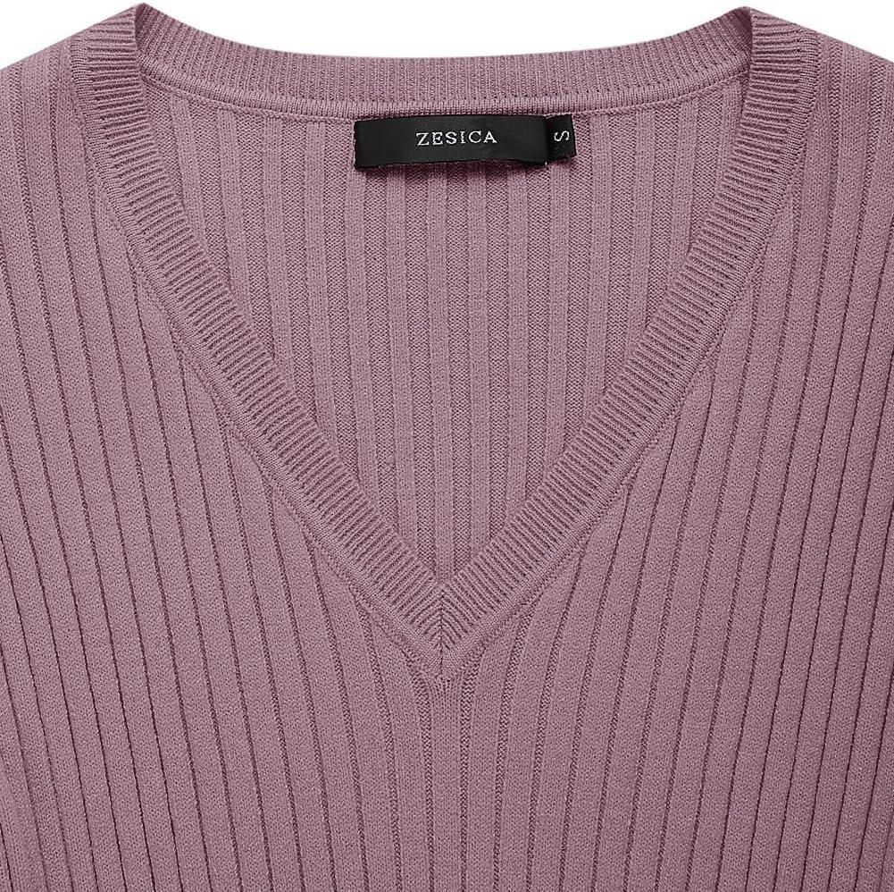 imageZESICA Womens Fall Sweater Dress V Neck Long Sleeve Ribbed Knit Tie Waist Bodycon Slim Fit Midi DressesDarkviolet