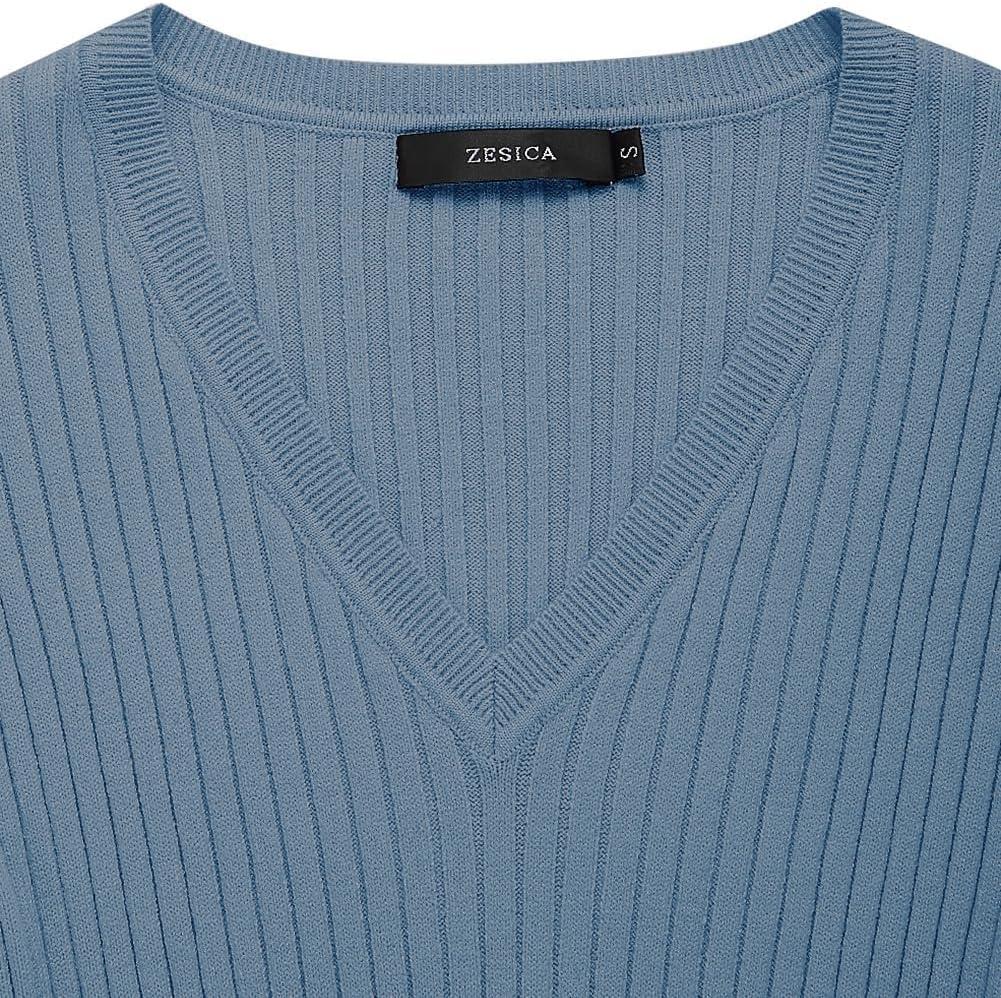 imageZESICA Womens Fall Sweater Dress V Neck Long Sleeve Ribbed Knit Tie Waist Bodycon Slim Fit Midi DressesDustyblue