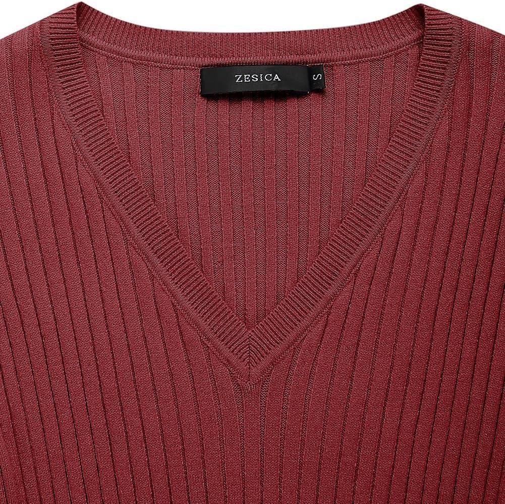 imageZESICA Womens Fall Sweater Dress V Neck Long Sleeve Ribbed Knit Tie Waist Bodycon Slim Fit Midi DressesRed