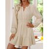 imageZESICA Fall Mini Dresses for Women 2025 Lightweight V Neck High Waist A Line Flowy Swing Casual Party DressApricot
