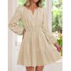 imageZESICA Fall Mini Dresses for Women 2025 Lightweight V Neck High Waist A Line Flowy Swing Casual Party DressApricot