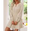 imageZESICA Fall Mini Dresses for Women 2025 Lightweight V Neck High Waist A Line Flowy Swing Casual Party DressApricot
