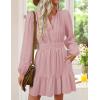 imageZESICA Fall Mini Dresses for Women 2025 Lightweight V Neck High Waist A Line Flowy Swing Casual Party DressPink