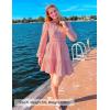 imageZESICA Fall Mini Dresses for Women 2025 Lightweight V Neck High Waist A Line Flowy Swing Casual Party DressPink