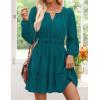 imageZESICA Fall Mini Dresses for Women 2025 Lightweight V Neck High Waist A Line Flowy Swing Casual Party DressTeal