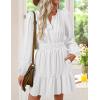 imageZESICA Fall Mini Dresses for Women 2025 Lightweight V Neck High Waist A Line Flowy Swing Casual Party DressWhite