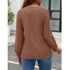 imageZESICA Long Sleeve Eyelet Tops for Womens Crew Neck Fall Shirts Casual Loose Blouses 2025 Trendy ClothesCaramel
