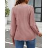 imageZESICA Long Sleeve Eyelet Tops for Womens Crew Neck Fall Shirts Casual Loose Blouses 2025 Trendy ClothesDusty Pink