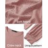 imageZESICA Long Sleeve Eyelet Tops for Womens Crew Neck Fall Shirts Casual Loose Blouses 2025 Trendy ClothesDusty Pink