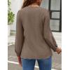 imageZESICA Long Sleeve Eyelet Tops for Womens Crew Neck Fall Shirts Casual Loose Blouses 2025 Trendy ClothesGreytaupe