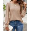 imageZESICA Long Sleeve Eyelet Tops for Womens Crew Neck Fall Shirts Casual Loose Blouses 2025 Trendy ClothesKhaki