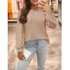 imageZESICA Long Sleeve Eyelet Tops for Womens Crew Neck Fall Shirts Casual Loose Blouses 2025 Trendy ClothesKhaki