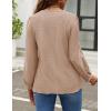 imageZESICA Long Sleeve Eyelet Tops for Womens Crew Neck Fall Shirts Casual Loose Blouses 2025 Trendy ClothesKhaki