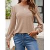 imageZESICA Long Sleeve Eyelet Tops for Womens Crew Neck Fall Shirts Casual Loose Blouses 2025 Trendy ClothesKhaki