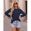 imageZESICA Long Sleeve Eyelet Tops for Womens Crew Neck Fall Shirts Casual Loose Blouses 2025 Trendy ClothesNavy