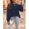 imageZESICA Long Sleeve Eyelet Tops for Womens Crew Neck Fall Shirts Casual Loose Blouses 2025 Trendy ClothesNavy