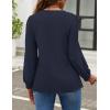 imageZESICA Long Sleeve Eyelet Tops for Womens Crew Neck Fall Shirts Casual Loose Blouses 2025 Trendy ClothesNavy
