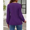 imageZESICA Long Sleeve Eyelet Tops for Womens Crew Neck Fall Shirts Casual Loose Blouses 2025 Trendy ClothesPurple