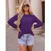 imageZESICA Long Sleeve Eyelet Tops for Womens Crew Neck Fall Shirts Casual Loose Blouses 2025 Trendy ClothesPurple